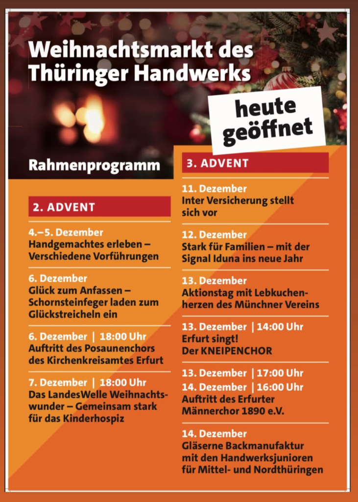 Programm-Weihnachtsmarkt des Thüringer Handwerks 2025